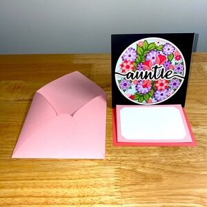 3D Pink Auntie Blank Greeting Card with Matching Envelope